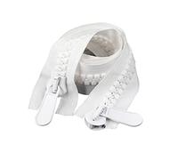 1pc 50-150cm 20# Cremallera de resina de extremo abierto con doble deslizador para abrigo, chaquetas de plumón Reemplace la cremallera de costura, Blanco deslizante, 90cm