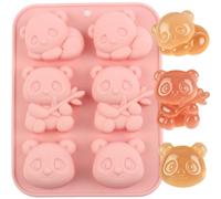 1PC 6 Cavity Panda Silicone Candy Molds For Candy Chocolate Cake Topper Jelly mold-Random color