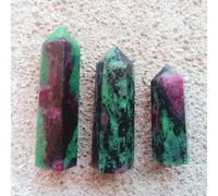 1pc 8-9cm Ruby Red Green Tone Hexagonal Single Pointed Ornament For Yoga Decoration Gift Home Gemstone Stone