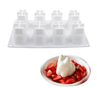 1PC 8 even cat Mousse Cake Pudding Silicone Baking Mold milk jelly mould ice cube mould DIY Tool for Birthday Party Chocolate Pastry Mold Crayons Cupcake Topper,White