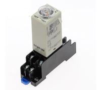 1pc AC 380V 0-10 Minute Power-on Delay Rotary Knob DPDT Timer Timing Time Relay H3Y-2 With Base Socket