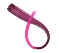 1pc All Long Straight Color Hair Piece Extensions Clip In Highlight Rainbow Streak Pink Synthetic Strands On Clips(P2/350)