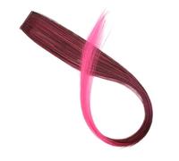 1pc All Long Straight Color Hair Piece Extensions Clip In Highlight Rainbow Streak Pink Synthetic Strands On Clips(P27/613)