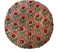 1pc Almohada Redonda de Impresión a Anokhi India - de Microfibra de Cara 16x16 Pulgadas con Decoración Floral Tradicional Boho para Sofá, Cama, - Cierre con Cremallera y Lavable a Máquina, 2D