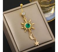 1pc Anilla de Sol Estrella Luna 304 Acero Inoxidable 304 para Mujeres Uso Diario Festival Ramadán del Joyería Corporal Sin de Regalo