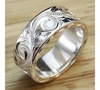 1pc Anillo de Banda Ancha de Moda para Mujer, Exquisito Anillo de Banda Ancha con Flor de Hoja a , Accesorio Moderno para Fiestas Casuales para Hombres y Mujeres