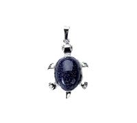1PC Animal Tortoise Natural Stones Bead Pendants for NecklacePlated Turtle Charms Jewelry Findings-blue sand