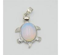 1PC Animal Tortoise Natural Stones Bead Pendants for NecklacePlated Turtle Charms Jewelry Findings-Opal