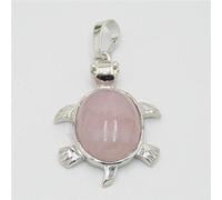 1PC Animal Tortoise Natural Stones Bead Pendants for NecklacePlated Turtle Charms Jewelry Findings-pink crystal