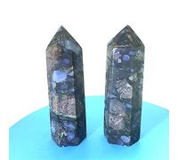 1PC Barra hexagonal de cristal natural Punta de cristal Adorno mineral Piedras curativas para la salud Varita Decoración moderna para el hogar Recoger regalos-Flores piedra gris_60-70mm