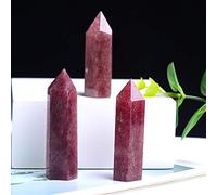 1PC Barra hexagonal de cristal natural Punto de cristal Adorno mineral Piedras curativas para la salud Varita Decoración moderna para el hogar Recoger regalos-Fresa crystal_60-70mm