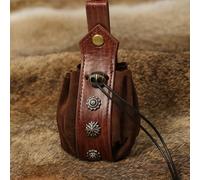 1pc Billetera de Cinturón Estilo Vikingo Medieval Accesorios de Juego de Vintage Riñonera Llavero Riveteado Floral Decorativo Cinturón Colgante Bolsa con Cordón Regalo para de Halloween
