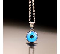 1PC Blue Glass 30mm Pendants Necklace For Women Men TurkeyLucky Necklace Choker Jewelry Accessories,Dark Gold