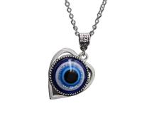 1PC Blue Glass 30mm Pendants Necklace For Women Men TurkeyLucky Necklace Choker Jewelry Accessories,Black Gun Plated