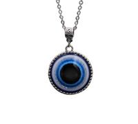 1PC Blue Glass 30mm Pendants Necklace For Women Men TurkeyLucky Necklace Choker Jewelry Accessories,Light Yellow Color
