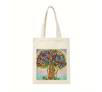 1pc Bolsa de Diamante 5D DIY - Diseño Floral con Mariposas y Aves, Colores Vibrantes, Tela y Duradera, 13.78x11.02x9.06 Pulgadas para Compras o Playa