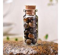 1PC Botella de deseos de cristal natural Decoración del hogar Piedra curativa Piedras naturales pulidas Botella de deriva de la suerte Regalos de cumpleaños-Tigres Eye_40x22mm