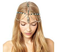 1pc Bridal Wedding Hair Jewelry Accessories for Women Head Chain Head Piece Drop Chain Headband para ocasiones especiales y festivales(Color 3)