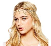 1pc Bridal Wedding Hair Jewelry Accessories for Women Head Chain Head Piece Drop Chain Headband para ocasiones especiales y festivales(Color 7)