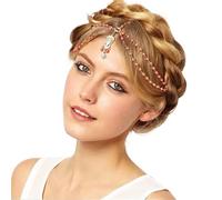 1pc Bridal Wedding Hair Jewelry Accessories for Women Head Chain Head Piece Drop Chain Headband para ocasiones especiales y festivales(Color 12)