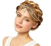 1pc Bridal Wedding Hair Jewelry Accessories for Women Head Chain Head Piece Drop Chain Headband para ocasiones especiales y festivales(Color 13)