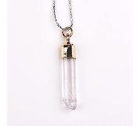 1pc Colgante de cuarzo de cristal natural Columna de péndulo Color dorado Punto plateado Colgantes de piedra de cuarzo transparente blanco para mujeres-cristal blanco