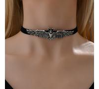 1pc Collar de con Cadena de Muerte de Murciélago Retro Individual de Moda para Halloween, Serie de Terror