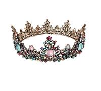 1pc Corona de diamantes de siete colores Corona de novia de boda Diadema de banda de pañuelo negro para mujeres Regalos de boda vintage Corona Gémica Corona