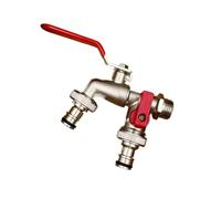1pc Country Style Double Socket Garden Water Pipe Faucet 304 Stainless Steel Single Hole Mount Universal Thread Outdoor Faucet(Red A)