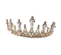 1pc Crown Wedding Headtersel para la novia de la novia de la moda de la moda del cabello Corona Corona Miss Princesa, Drinestone Golden (dorado 15x15x10cm)