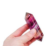 1PC Crystal Watermelon Fluorite Double Point Wand Rainbow Fluorite Crystal Column Home Decoration