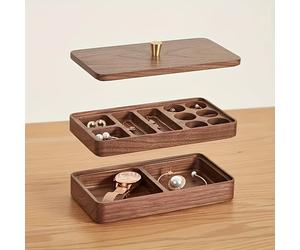 1pc de Almacenamiento Creativa de Madera, Organizador de Joyas, de Exhibición de Joyas a Prueba de Polvo de Capa, de Almacenamiento de Relojes, Joyeros