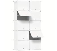 1pc de Zapatos, Zapatero, Organizador de Zapatos Modulares con Paneles, Estante para Zapatos con 10 Compartimentos para 40 Zapatos, con Puertas y Ganchos, de Plástico, / + , 35 x 35 x 45cm