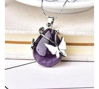 1PC di Modo di Cristallo Naturale Ametista Ciondolo Minerale Monili di Figura Della Farfalla di Figura di Goccia Ornamenti Per Le Donne Degli Uomini Dei Monili del Regalo-Amethyst