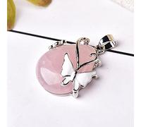 1PC di Modo di Cristallo Naturale Ametista Ciondolo Minerale Monili di Figura Della Farfalla di Figura di Goccia Ornamenti Per Le Donne Degli Uomini Dei Monili del Regalo-Rose Quartz