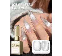 1PC Esmalte de uñas en gel efecto ojo de gato cristal de hielo, gel UV LED de larga duración y secado rápido para arte de uñas, para uso en casa o salón. ICE CRYSTAL CAT EYE