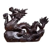1pc Estatua de dragón Chino de Madera grabada vívida 8.7 Pulgadas Figuras de dragón Chino 2024 Año de Figuras zodiacas Chinas de dragón, Madera Negra