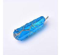 1PC Fashion Natural aquamarine Tree Of Life Pendant For Men Women Handmade Necklace Jewelry Gift Stone Amulet-silvery