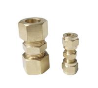 1pc Fit Tube OD 20mm Brass Compression Pipe Fitting Connector Coupler