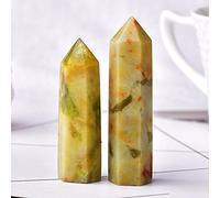 1PC Flor natural Punto de cristal de jade Piedra de energía curativa Obelisco Varita de cristal Adorno amarillo para la decoración del hogar Torre de Reiki Regalo-Flor Jade_50-60mm