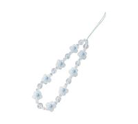 1PC Flower Beaded Mobile Phone Charms Lanyard Aesthetic Sweet Cute Phone Wrist Strap Anti-Lost Chain for Women Girls (blue)