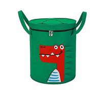 1PC Foldable Toy Storage Basket with Play Mat, Children Toy Organizer with Anti Dust Lid, Portable Cartoon Drawstring Toy Storage Bucket, Quick Cleanup Container for Store Toys (elephant)