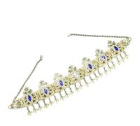 1pc Hair Accessories Gold Color Tassel Hair Chain Wedding Women Crown Wedding Head Ornament para ocasiones especiales y festivales(BLUE)