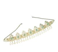 1pc Hair Accessories Gold Color Tassel Hair Chain Wedding Women Crown Wedding Head Ornament para ocasiones especiales y festivales(Green)