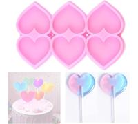 1PC Heart Lollipop Silicone Molds, Hearts Fondant Molds for Valentine Wedding Cake Decoration Hard Candy Epoxy Resin Cake Decorating Tool Baking Accessories.