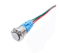 1PC Industrial switches, 16mm 19mm 22mm Led Light Waterproof Reset Latching with Wire 1NO1NC 12V 220V/809(Round White,22MM-12-24V)
