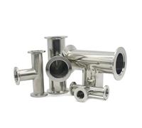 1pc KF-10/16/25/40/50 Vacuum Tri Clamp Tee 3 Ways SUS304 Stainless Pipe Fitting Beer Brewing(KF-25) Plumbing Fittings