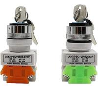 1pc LAY7 LAY37-11Y2 Selector de perilla de 22 mm Interruptor de llave de bloqueo giratorio 2 3 posiciones 1NO1NC 2NO con 2 llaves (Color : 3 Position, Size : 1NO 1NC)(3 Position,2NO)