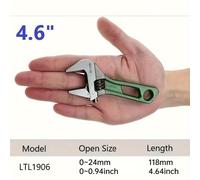 1pc Llave Ajustable de 4.6 Pulgadas - Ancha, Mango Corto con Marcas Grabadas a Laser y Empuñadura de Goma - Construcción Metálica Duradera para Fontanería y del Baño