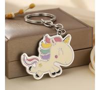 1pc Llavero de Unicornio Lindo de Aleación para Mujeres y - Pony Esmaltado Multicolor con , Anillo Metálico Duradero, Accesorio para Mochila o Bolso, Regalos de Unicornio, Diseño Divertido